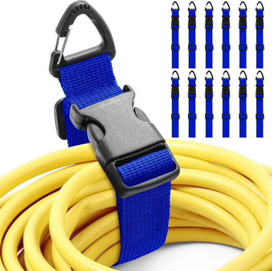 12 Pack 17 Inch Adjustable Extension Cord Holder Organizer with Triangle Clips for Garage Organization and Storage Heavy Duty Extension Cord Hanger for Men Workshop (Blue)