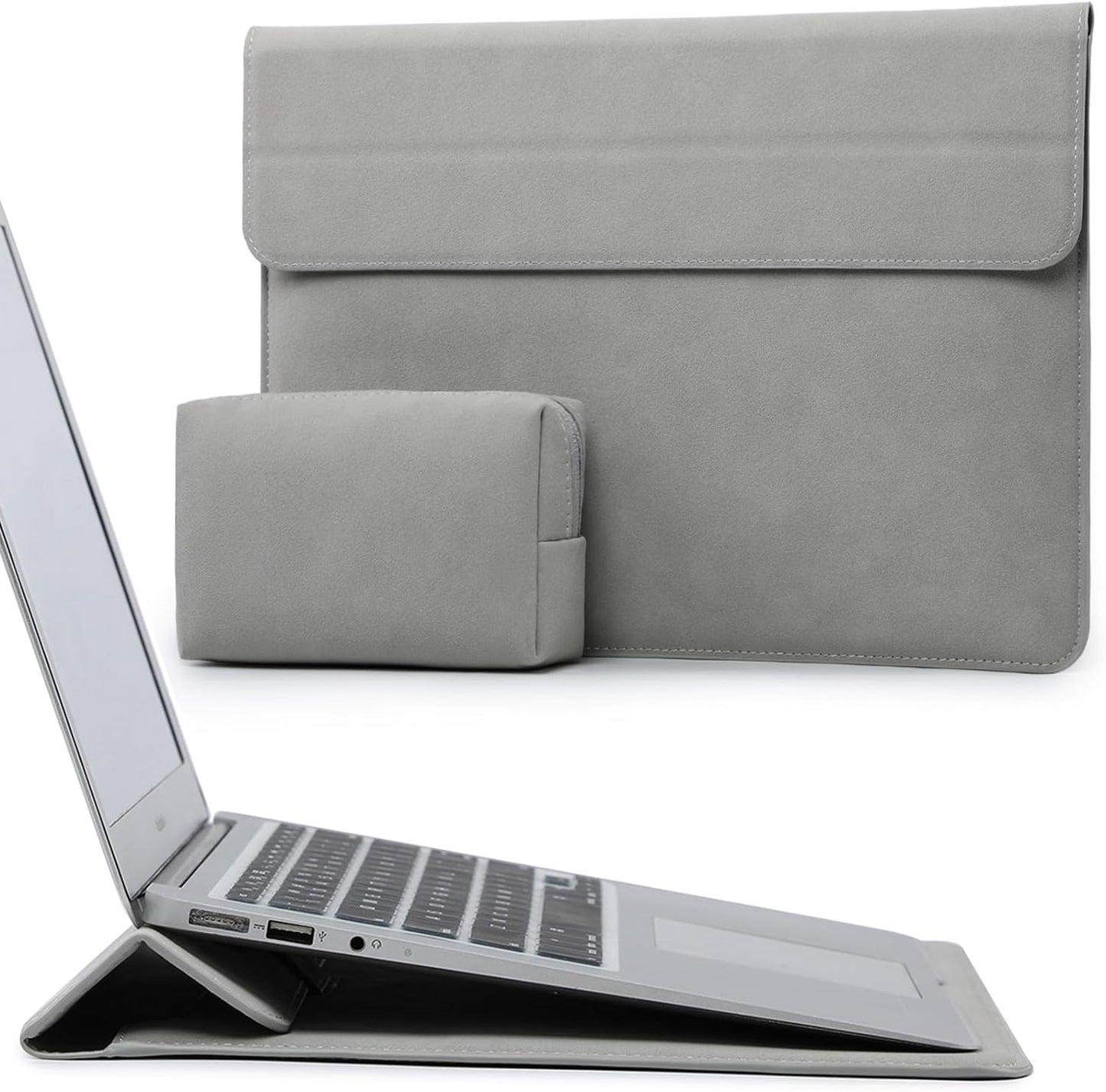 HYZUO 13.3-14 Inch Laptop Sleeve Case with Stand Feature for MacBook Pro 14 M5/M4/M3/M2/M1 2026-2021, MacBook Pro/Air 13.3, 13.5" 13.8" Surface Laptop, HP Spectre X360 13/14, Light Gray