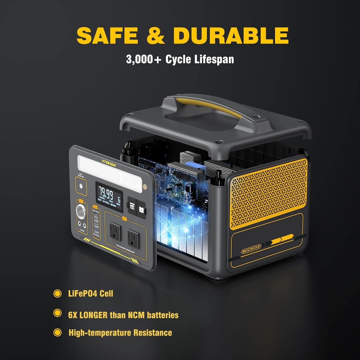 VTOMAN 939Wh Portable Power Station Bundle with Extra Battery & 110W Solar Panel Included - Up to 1200W Solar Power Generator for Home Backup, Off-grid, Road Trip, RV, Camping, Fishing, Emergencies
