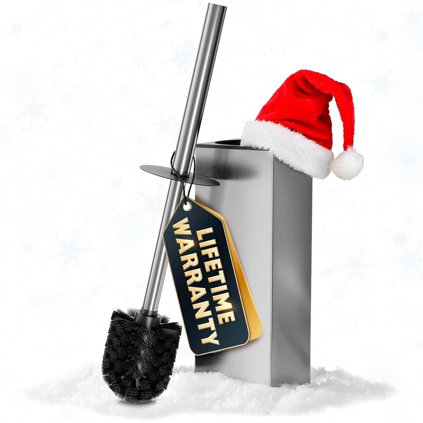 Silver Toilet Brush and Holder Set Stainless Steel – Square Design Toilet Bowl Brush and Holder, Rust, Corrosion & Scratch Resistant with Splash Protection, for Efficient Cleaning and Neat Storage