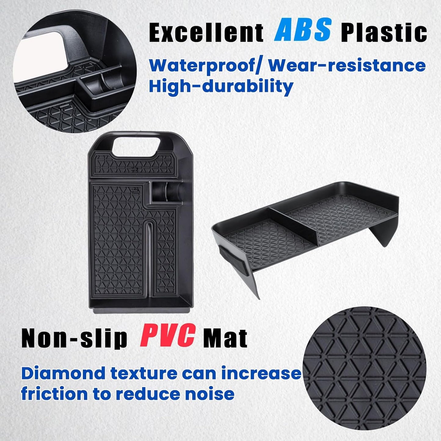 3PCS Center Console Organizer Tray and Armrest Storage Box Compatible with Toyota RAV4 2019-2022 2023 2024 2025 Dash Storage Tray Interior Accessories-Not for New 10.5'' Multimedia Display