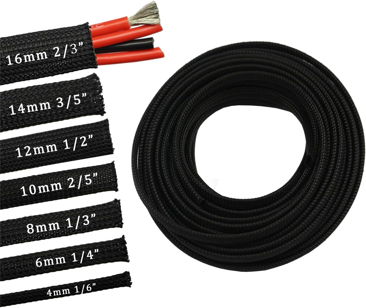 30ft PET Expandable Sleeving Wire Cable Sleeve (1/3", Black)