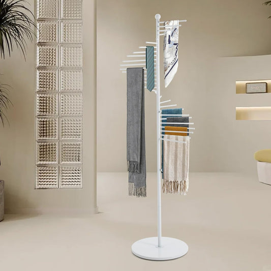 Scarf Display Stand 67" Spiral Scarf Holder Scarf Organizer Hijab Organizer Stand Scarf Hangers for Closet Clothing Store, Scarf Rack (White)