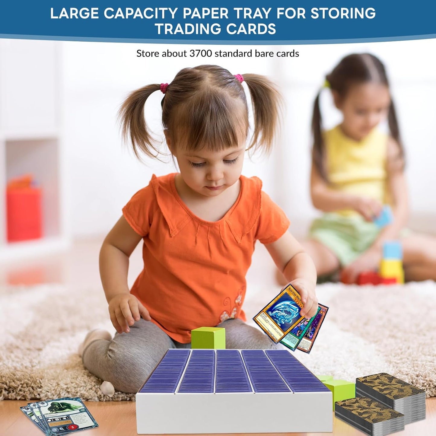 6 Pack Card Storage Box, 3700 Count Trading Card Storage Box White Sports Storage Card Box Organizer Sorting Tray Cards Sleeve Cases Box for Storing Protecting and Organizing Soccer Cards