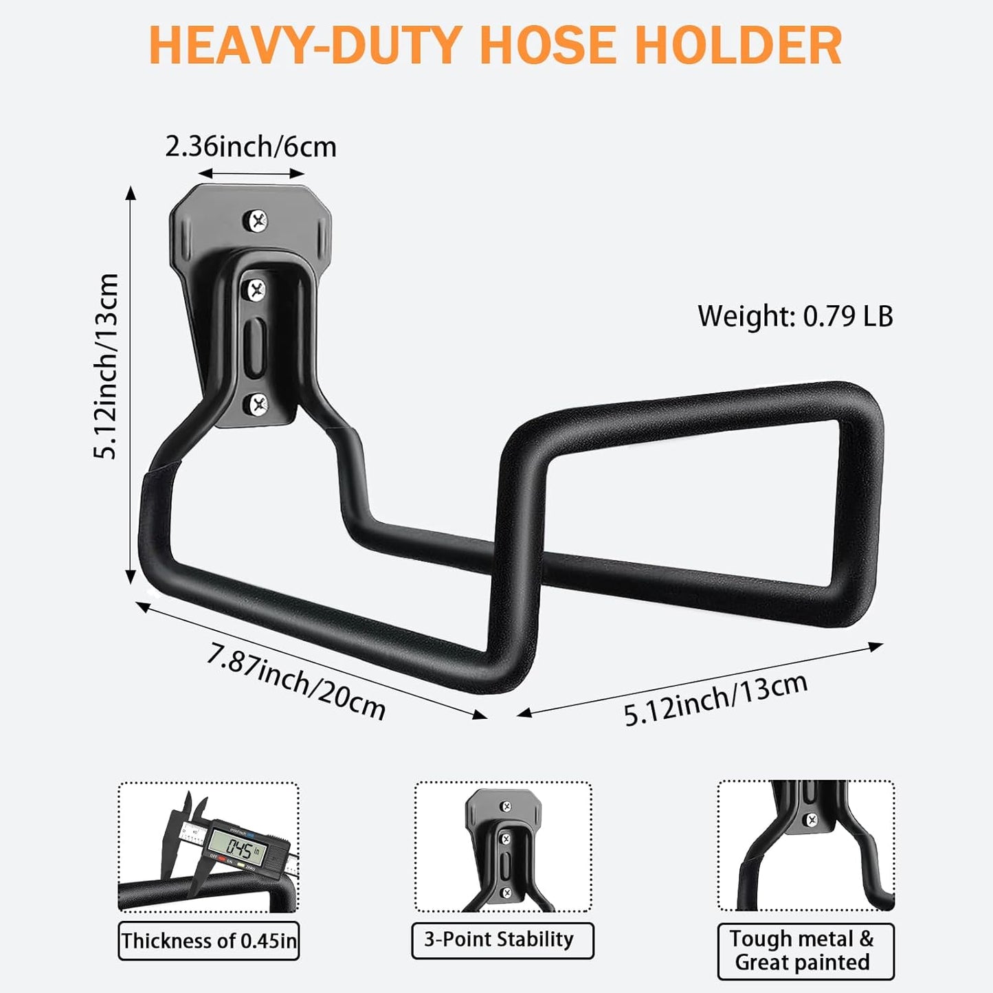 Garden Hose Holder Wall Mounted, 2 Pack Heavy Duty Garden Hose Reels for Outside, Sturdy Water Hose Holder Hose Organizer Outdoor, Hook Rack for Garden Air Hose Cords Chairs Ladder