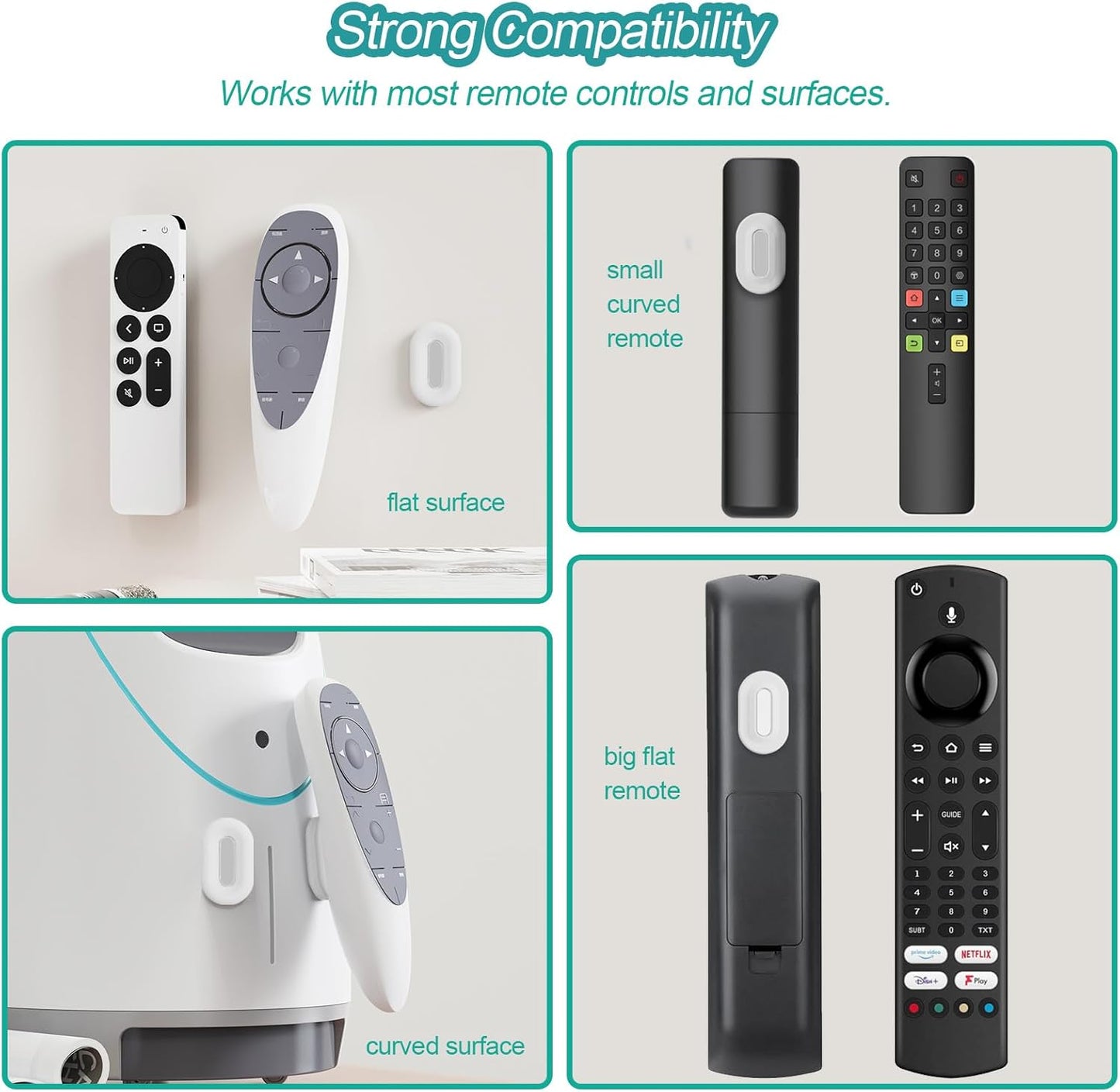 Magnetic Remote Control Holder Wall Mount, 5 Pack TV Remote Holder Wall Mount, Silicone Remote Organizer Magnetic Remote Holder for Bed, TV, Ceiling Fan and Air Conditioner (White)