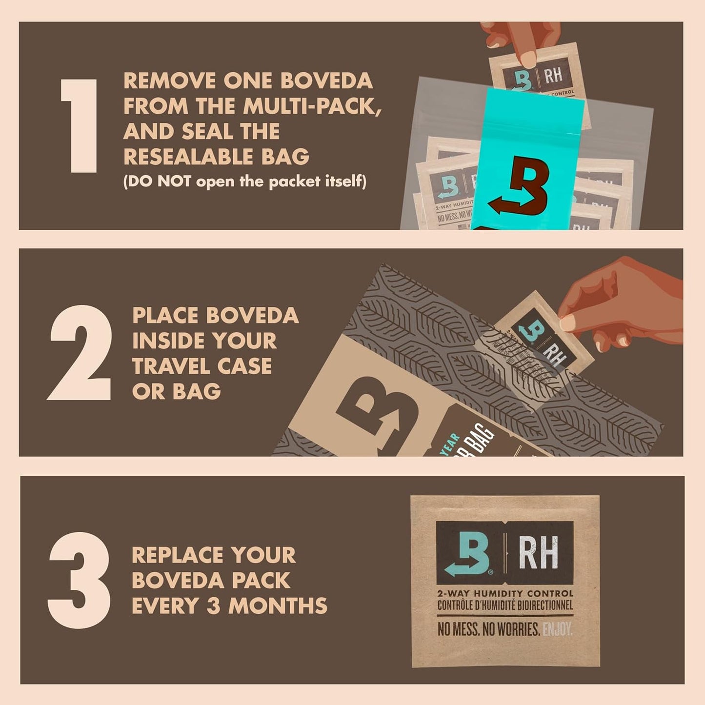 Boveda 65% Two-Way Humidity Control Packs for Storing Up to 5 Items – Size 8 – 10 Pack – For Small Travel Boxes – Moisture Absorbers – Humidifier Packs – Hydration Packets in Resealable Bag