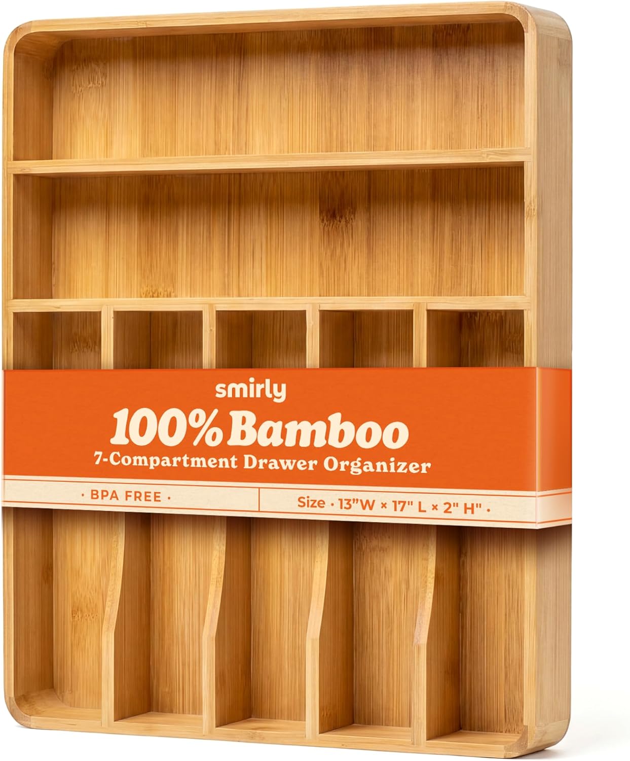 SMIRLY Silverware Drawer Organizer – Bamboo Kitchen Drawer Organizer, Adjustable Utensil Holder and Cutlery Tray, Drawer Dividers for Flatware and Kitchen Utensils