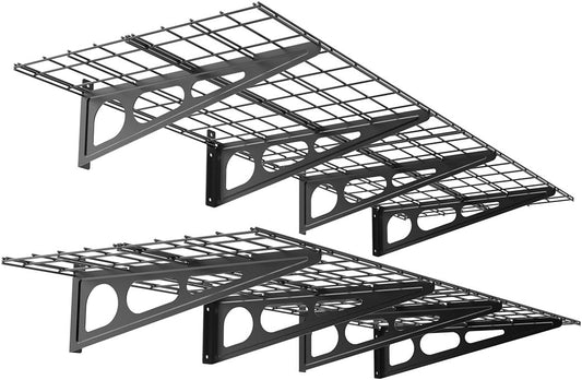 FLEXIMOUNTS WR26B-SBA 2' x 6' Wall Shelf Garage Storage Rack (2 Pack), Black, 24" x 72"