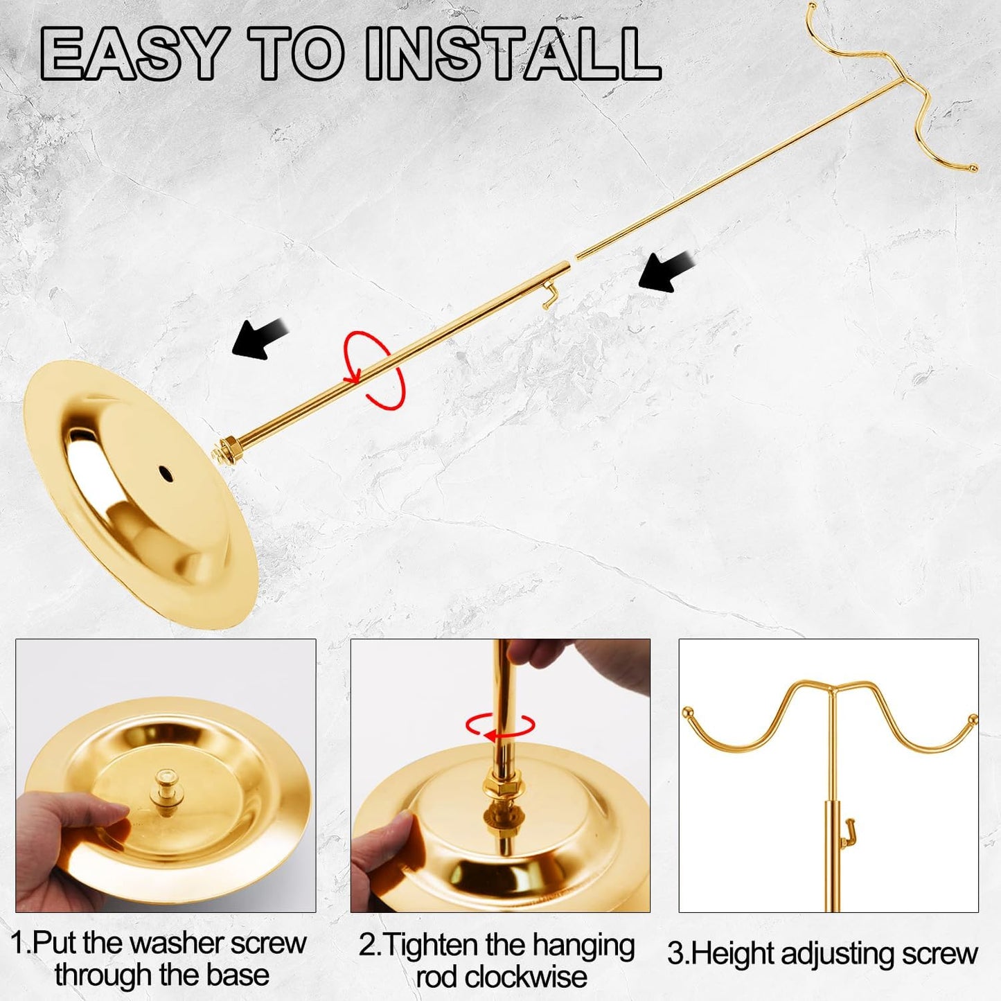 4 Pcs Purse Display Stand Adjustable Height Handbag Display Stand Metal Handbag Stand Holder Double Hook Purse Holder Stand for Home Store Boutique Counter, Gold