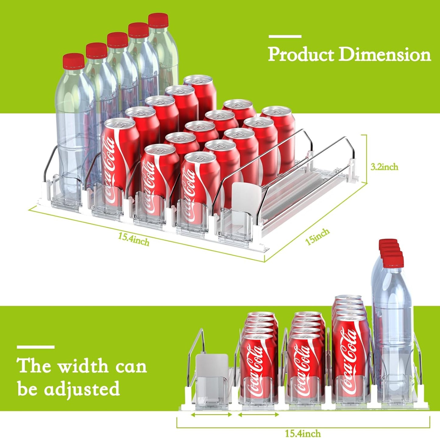 Drink Organizer for Fridge,Self Pushing Fridge Drink Organizer,Automatic Drink Dispenser for Fridge-Holds up to 25 Cans