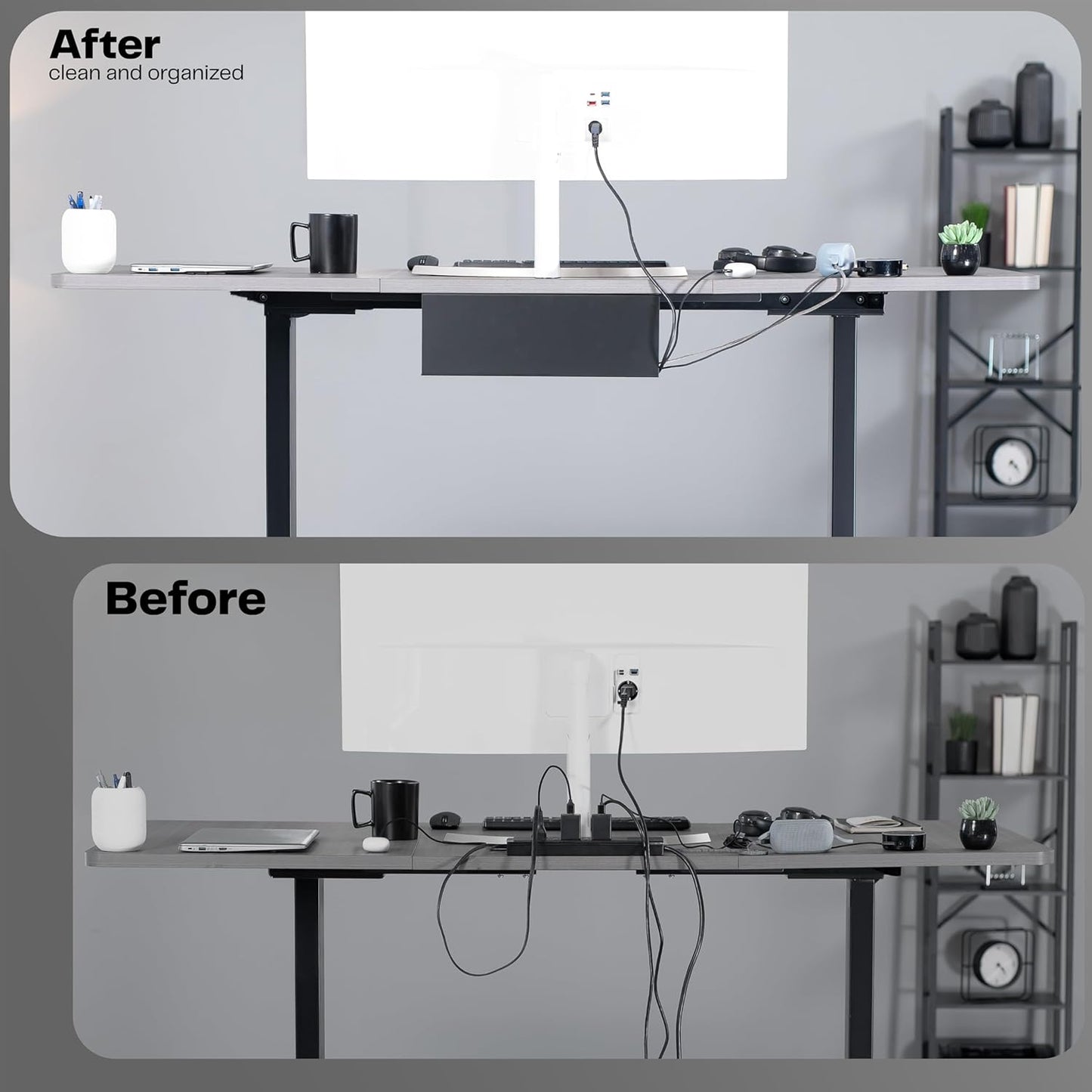 VIVO Under Desk 17 inch Extra Deep Cable Management Tray, Power Strip Holder, Cord Organizer, Wire Tamer for Office and Home, Black, DESK-AC16-1C