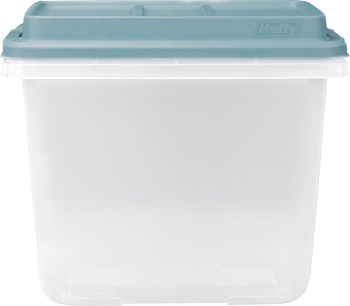 Hefty HI-RISE 32 Qt Stackable Storage Bins with Lids – 6 Pack Clear Plastic Under Bed Storage Containers, Shoe Organizer Boxes with XL Lid-Locking Latches, Comfort-Grip Handles, Durable Double Rim