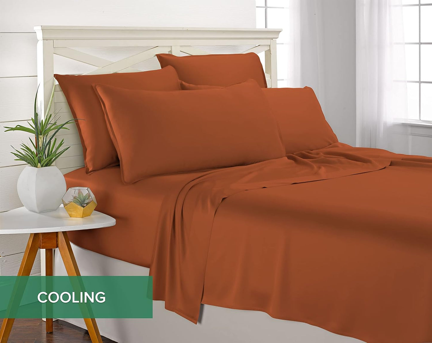 King Pillowcases by Pure Bamboo, Genuine 100% Organic Viscose Derived from Bamboo, Luxuriously Soft & Cooling, Double Stitching, Envelope Closure (2 King Pillowcases, Terracotta)