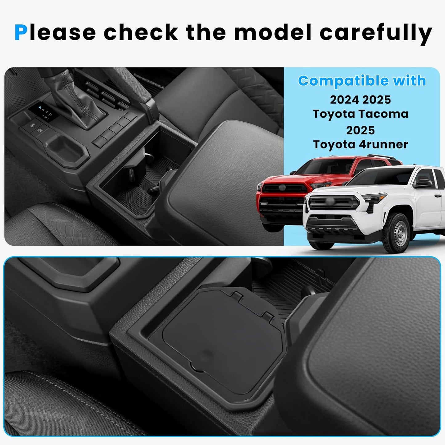 Center Console Coin Holder Organizer Compatible with 2024 2025 2026 Toyota Tacoma/ 2025 2026 Toyota 4Runner Storage Box Insert for Cup Holder Interior Accessories