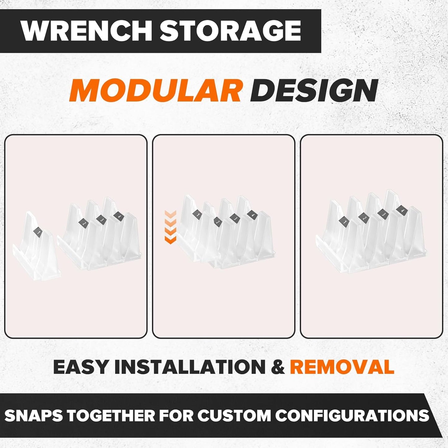 80PCS Modular Wrench Organizer Wrench Holder - Wrench Tool Organizers for Tool Drawer Storage, Wrench Storage Set with Metric & SAE Label, Wrench Rack Tool Gift for Professional Mechanics,Transparent