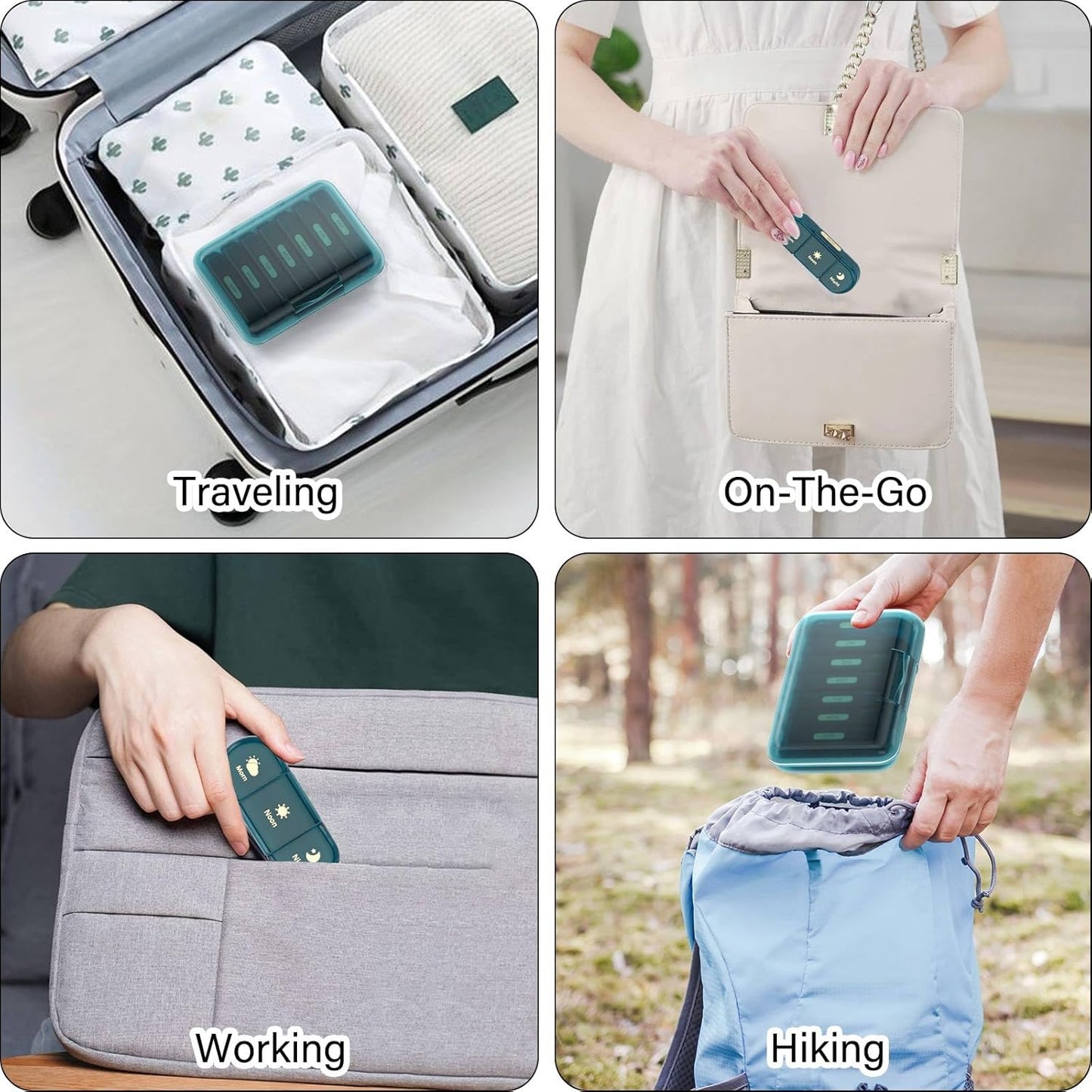 Weekly Pill Organizer 3X a Day, 7 Day Pill Box 3 Times, Portable for Travel Pill Case for Pills/Vitamin/Fish Oil/Medication/Supplements (3x7 Blue)