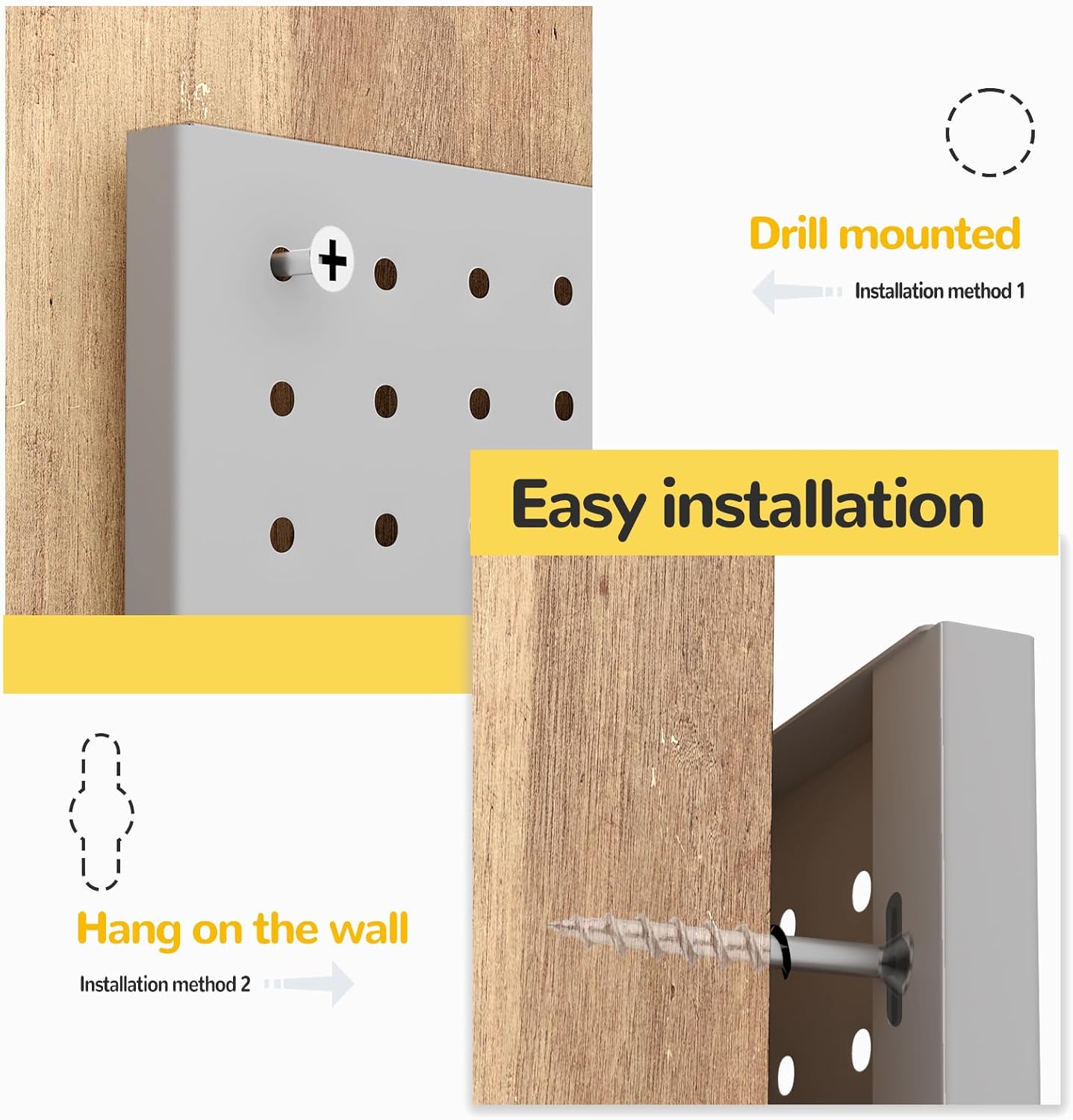 Peg Board,4 Pack Metal Pegboard Panels,PegBoard Wall Organizer,16"x12" Steel PegBoard for Walls,Tools,Garage,Office,Kitchen