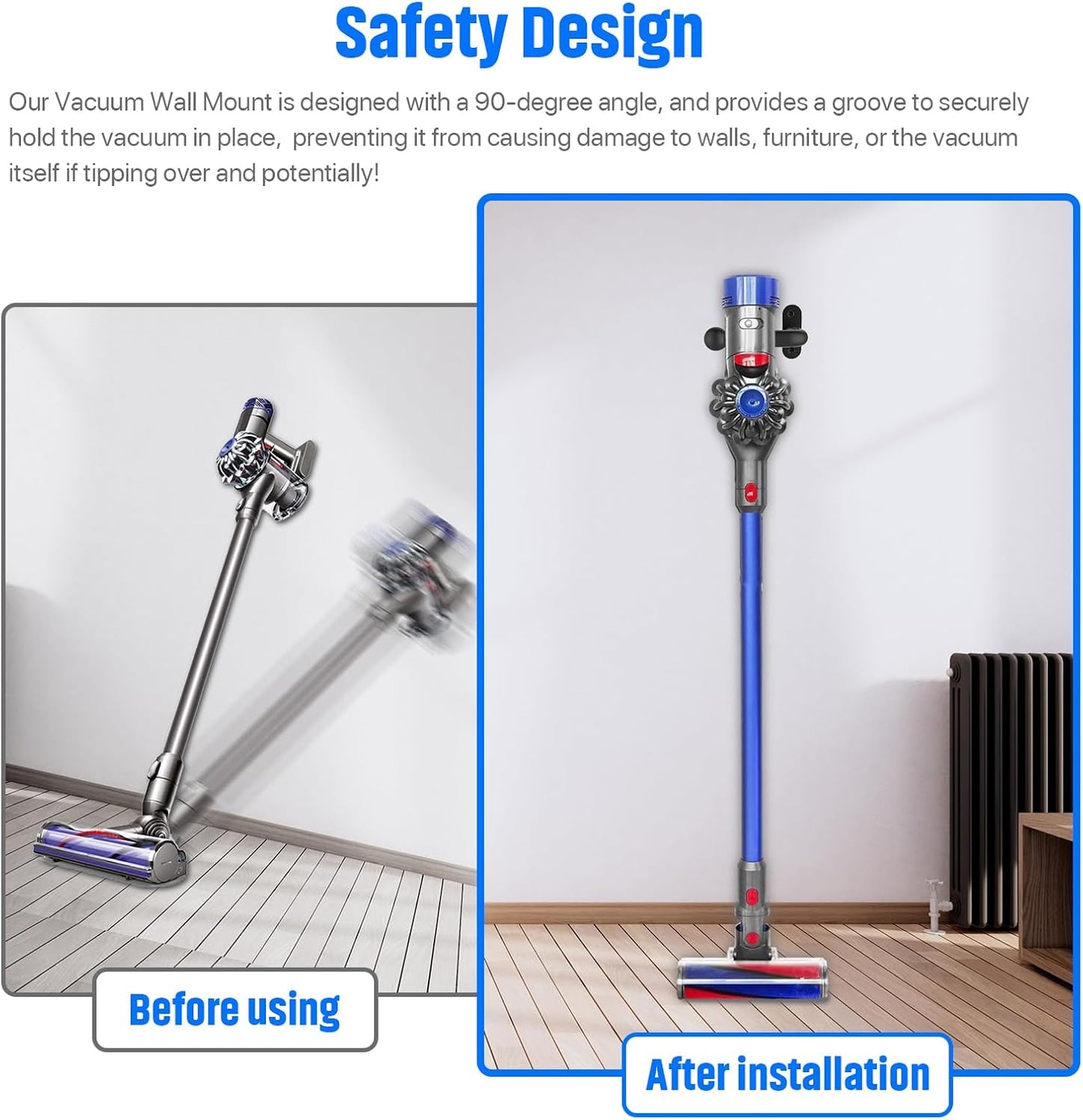 Vacuum Wall Mount Holder, Durable Vacuum Wall Mount, Compatible with Shark IX141 IZ163H IZ361H IZ462H IZ483H IZ562H IZ682H, Ultracyclone CH901 CH951 V10 V11 V12 V15 Outsize Vacuum