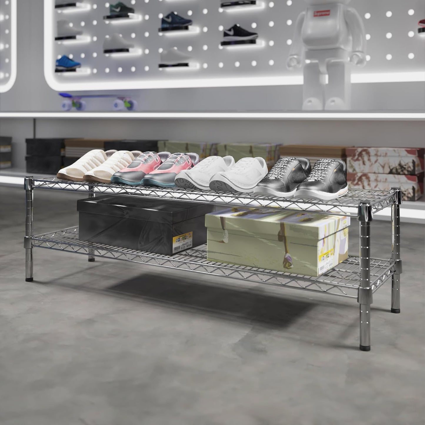 14" Deep x 48" Wide x 14" Height Wire Shelving Kit | 2-Tier | NSF Commercial Storage Rack Unit