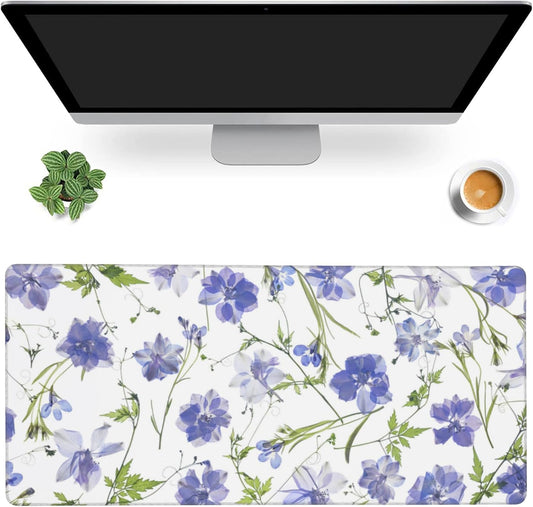 Gaming Mouse Mat Purple Flower Large Mouse Pad Extended Mouse Pad Desk Mat Non-Slip Rubber Base Mice Pad Desk Pad for Office Game Home 35.4x15.75 in