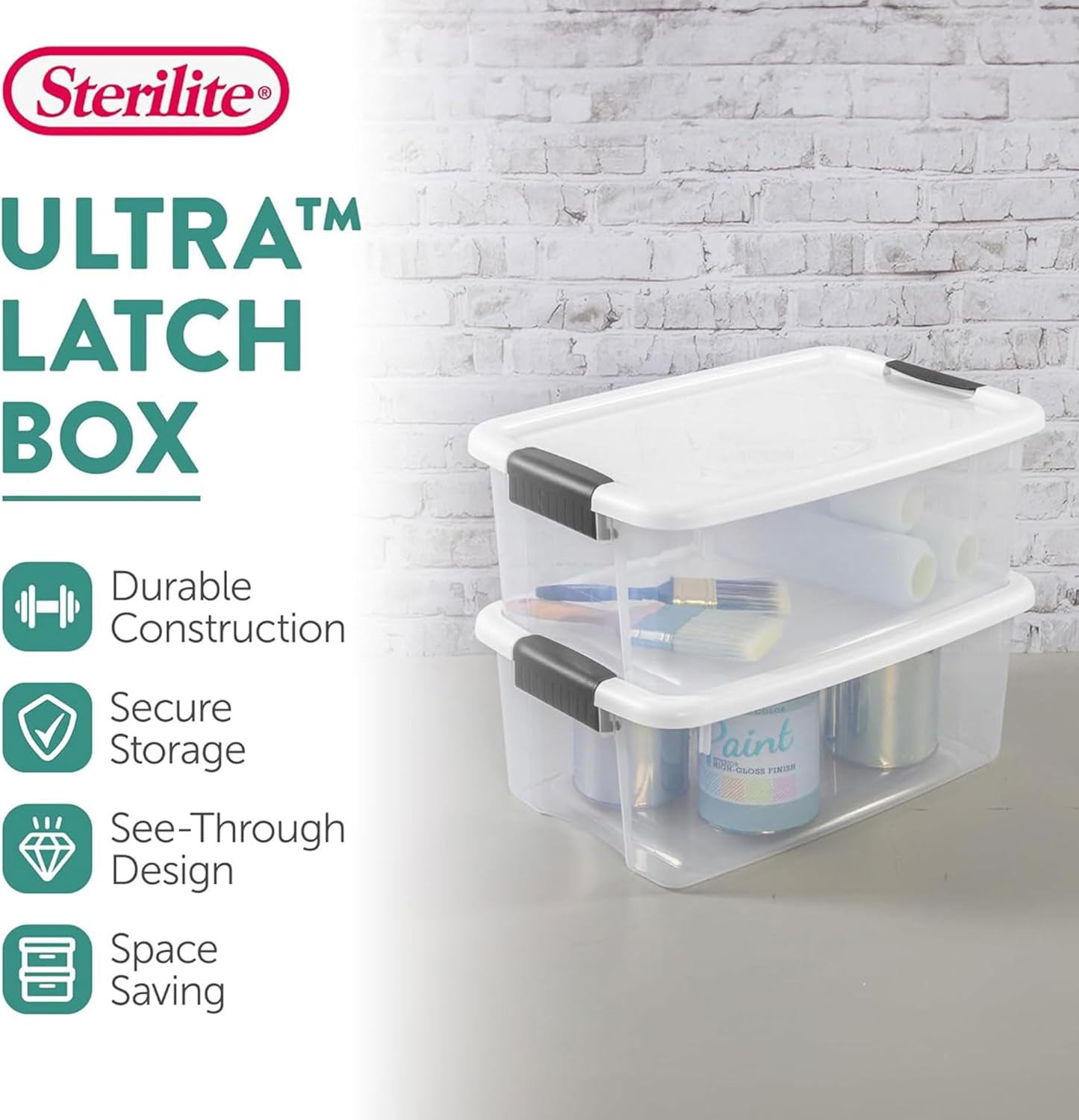 Sterilite 12-Pack Ultra Latching Box, Storage Bins with Lids, Clear Plastic, 18 Quart - Heavy-Duty Organizing Containers for Closet, Bathroom, and Office