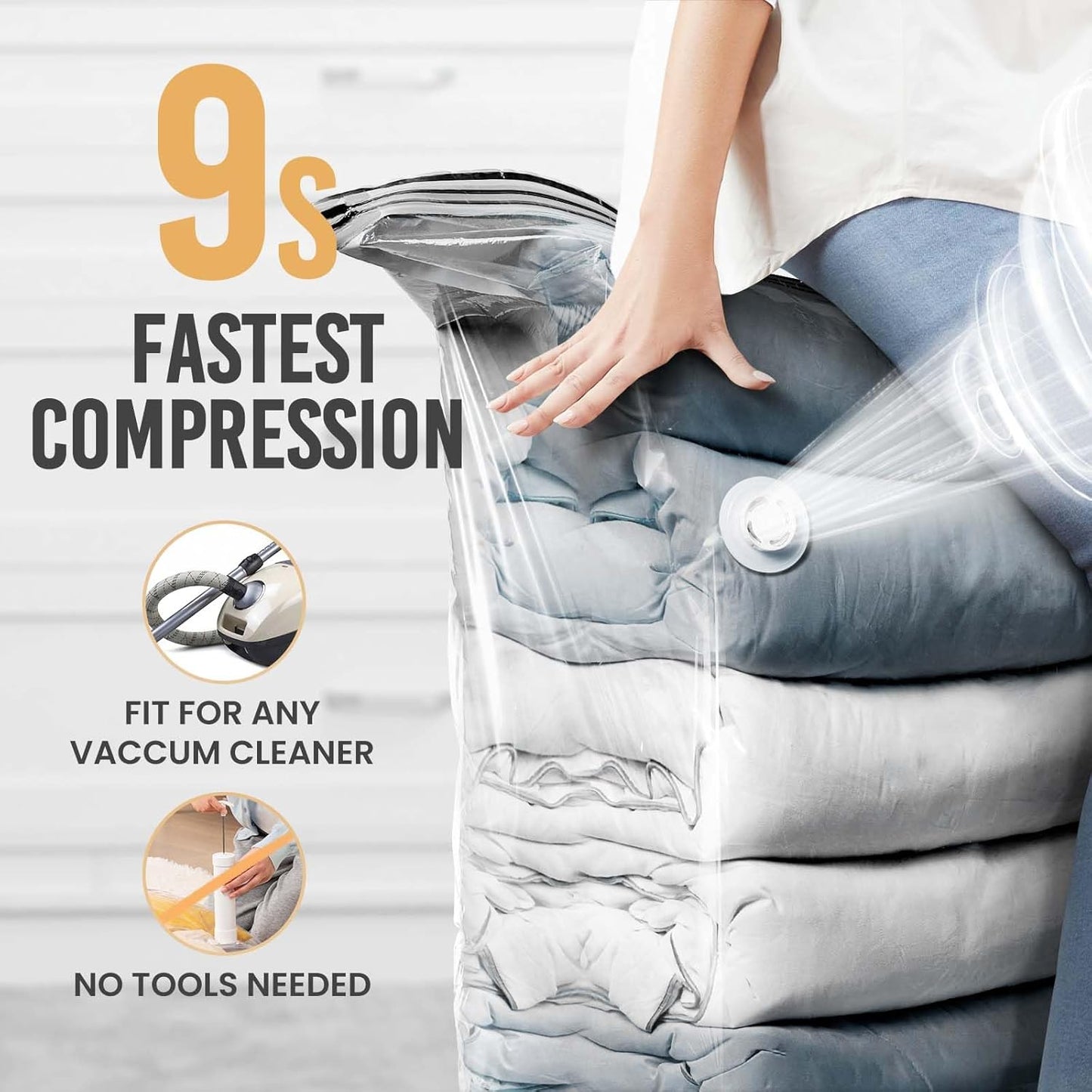 TAILI 8 Pack Vacuum Storage Bags, Jumbo Cube (31x40x15 Inch), Extra Large Vacuum Seal Bags for Comforters, Blankets, Bedding, Clothes, Closet Organization Space Saving, Clear