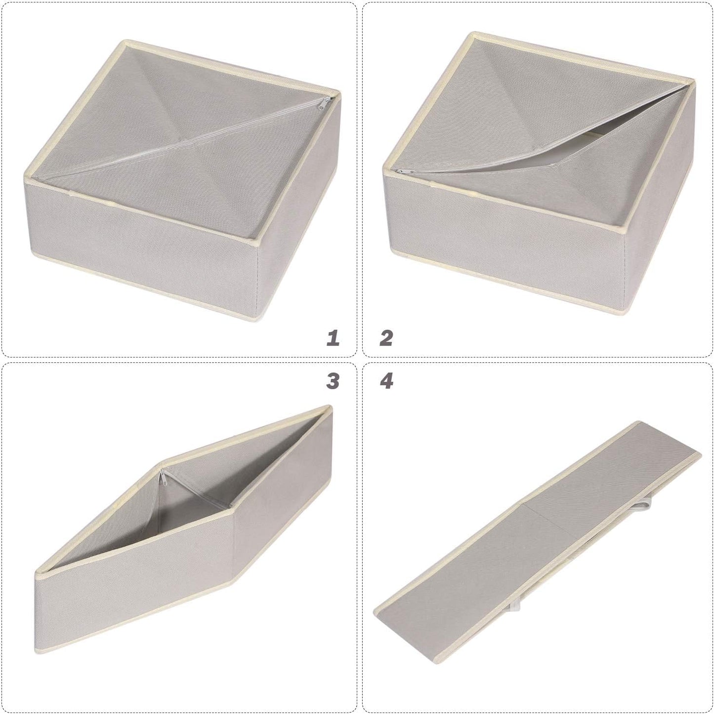 DIOMMELL Foldable Cloth Storage Box Closet Dresser Drawer Organizer Fabric Baskets Bins Containers Divider for Clothes Underwear Bras Socks Clothing,Set of 4 Grey 400