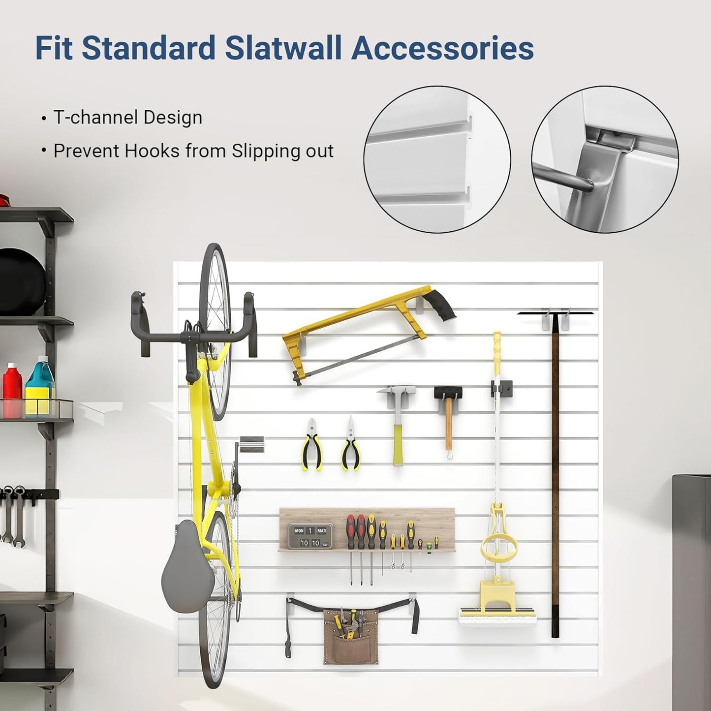 Slatwall Panel 4 FT x 4 FT, Interlocking Slat Wall Paneling, Wall Mounted PVC Wallpanel, Suitable for Garage Storage and Organizer, Slatwall Board, Shelves - White
