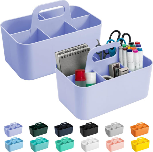 Tiawudi 2 Pack Caddy Organizer with Handle, Portable Plastic Caddy, Storage Organization for Cleaning, Bath, Makeup, Art, Craft, Stationery, Classroom and Office, Tote Organizer