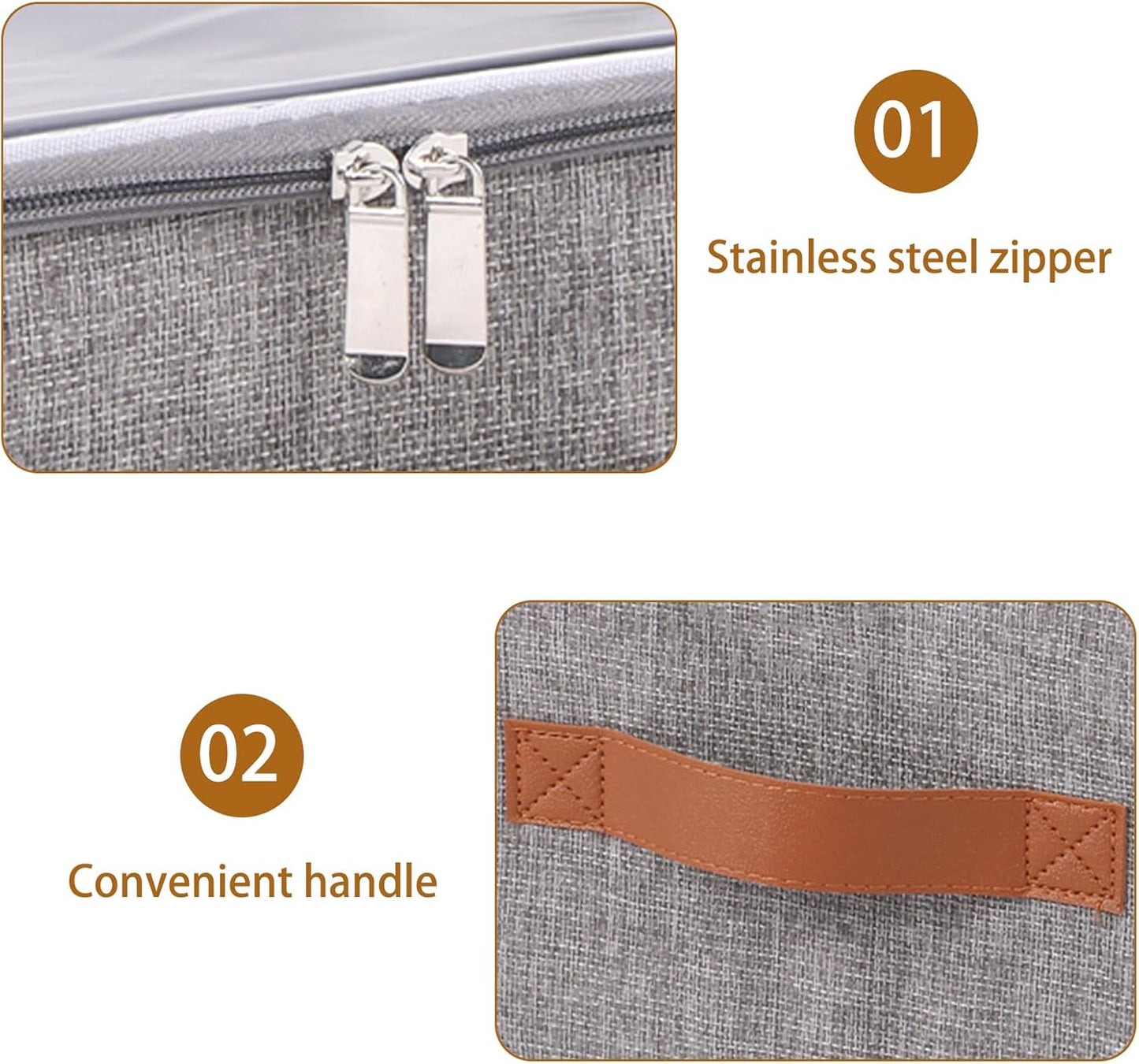 OUTBROS Fabric Storage Bins with Lid, Wardrobe Organiser with Handle and Zipper, Used for storing clothes, blankets, pillows, Foldable Bags, 15 x 10.2 x 5.9 inch, 2-Pack