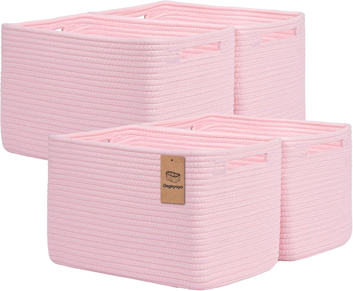 Storage Baskets for Organizing, 4 Pack Storage Baskets for Shelves, Woven Basket for Shelves, Closet Organization, Rectangle Organizer Basket Gifts Empty, 13"Lx8.7"Wx7.9"H Decorative Bins with Handles
