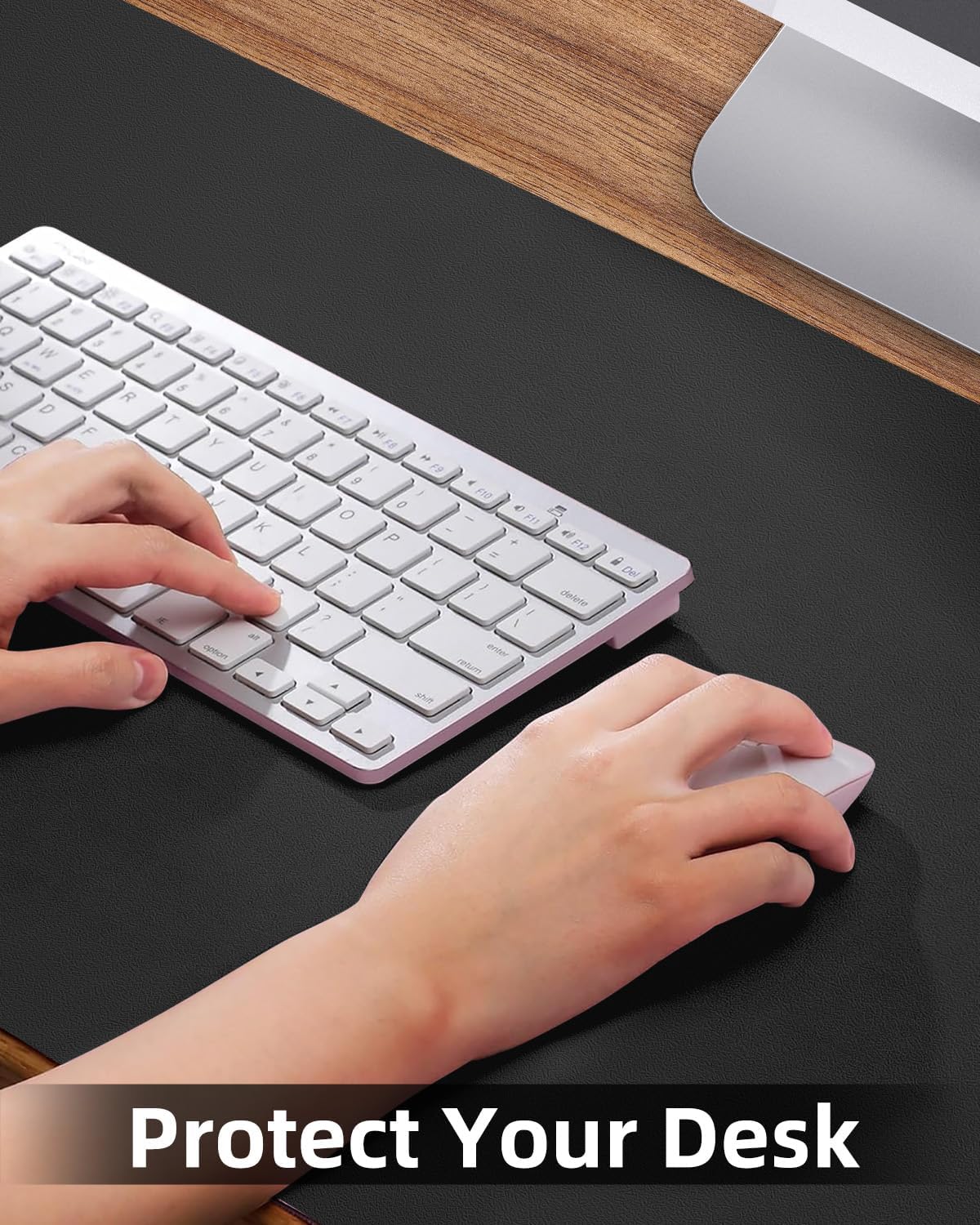 Leather Desk Pad Protector, Mouse pad,Office Desk mat,Computer and Laptop Mat, Non-Slip PU Leather Desk Blotter, Desktop Protector and Cover for Keyboard and Mouse(35.4"x17"Black)