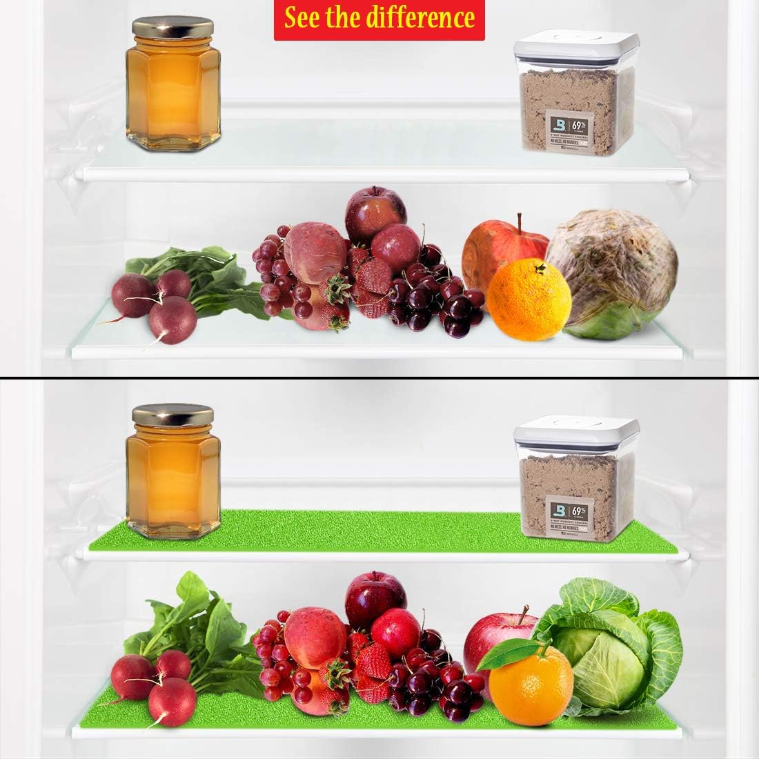 Dualplex® Fruit & Veggie Life Extender Liner – Fridge Drawer Liners Washable | Refrigerator Liner Mats Reusable | Crisper Keeps Produce Fresh Longer Air Circulating (6 x 24 inches (4 pack))