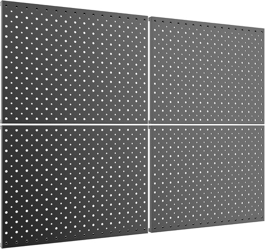 TORACK 4 PCS 12"x16" Metal Pegboard Panels for Garage, Workbench, Shop, Tool Organizer Peg Board with 1/8" & 1/4" Holes, Modular Wall-Mounted Pegboard for Pegboard Hooks (Black)