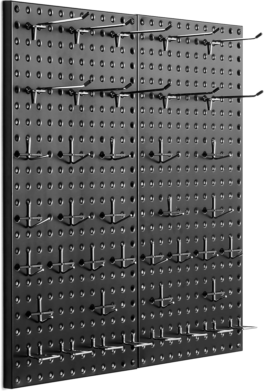 VEVOR Metal Pegboard Panels, 24" x 12" Pegboard, 2 Panels, Heavy Duty Peg Board Wall Organizer with Accessories, for Living Room Garage Tool Storage Office Organization Craft Room Kitchen Home, Black
