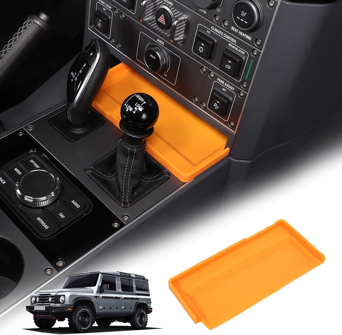Gear Shift Center Console Front Tray Organizer Compatible with INEOS Grenadier 2020-2024, Center Console Organizer Insert Tray Accessories (Orange)