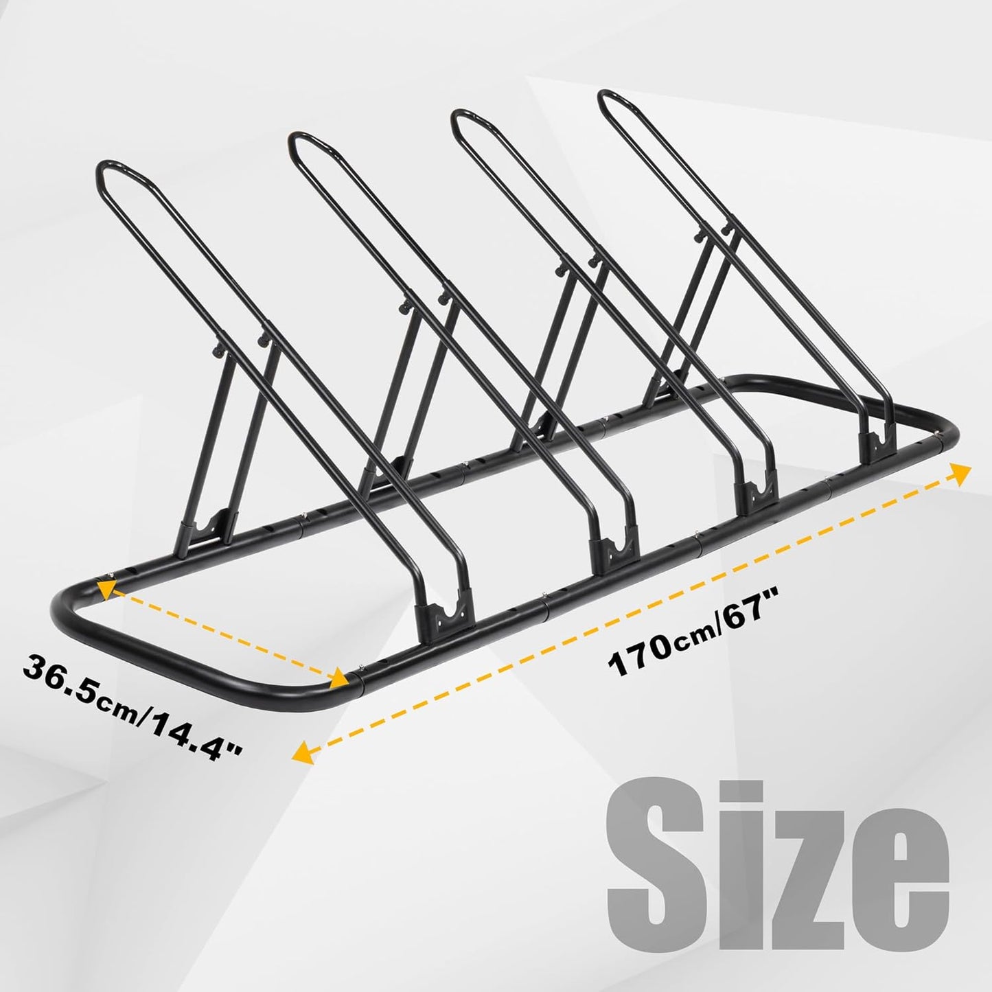 CyclingDeal Bicycle Floor Parking Rack Stand - for Mountain MTB Road Bike - Indoor Home Garage Storage - Adjustable 4 Bikes