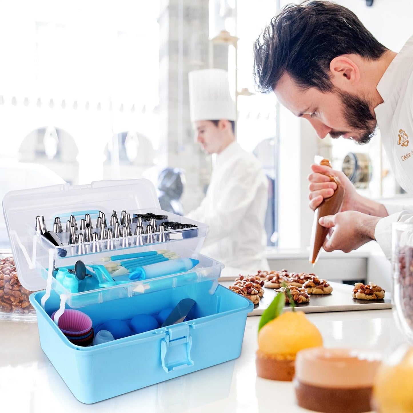 13 Inch Cake Decorating Storage Case, Suitable for Storing Baking Supplies (NOT INCLUDED), Blue