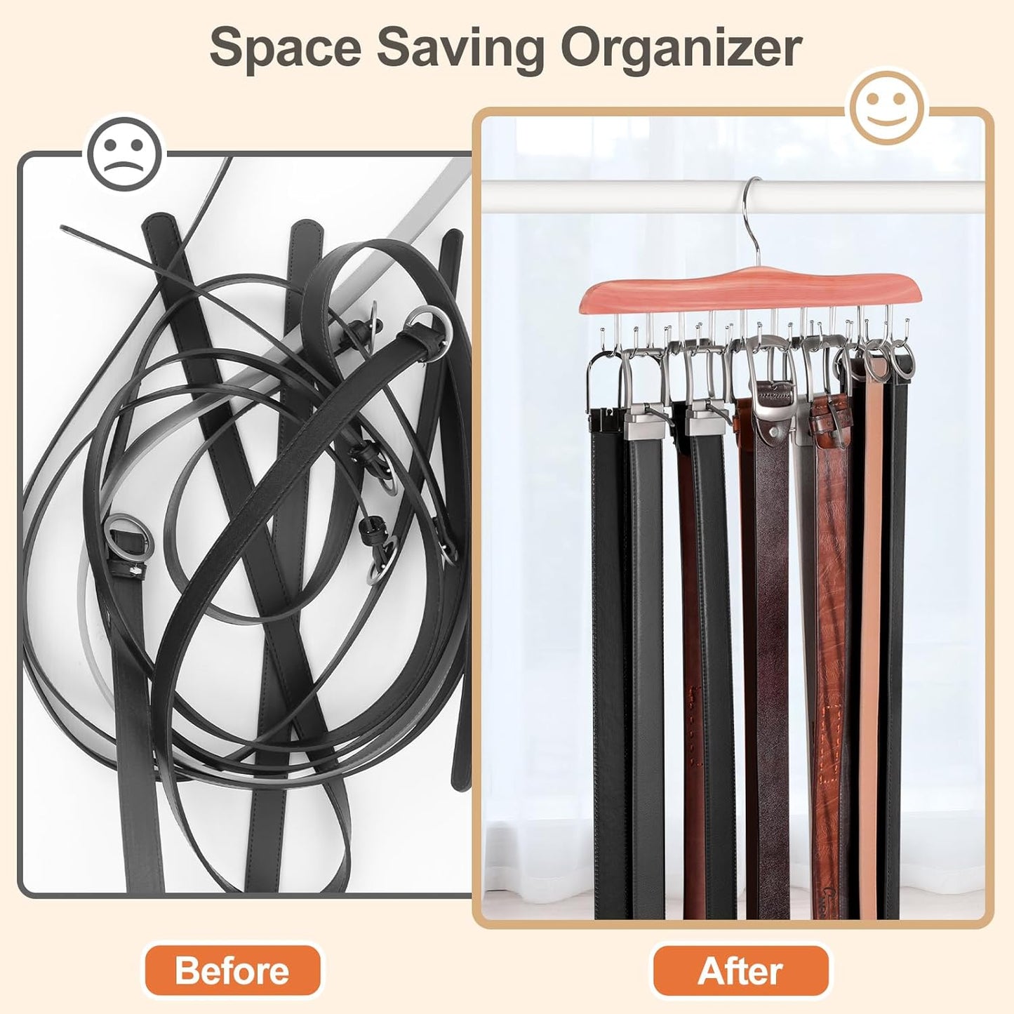 TOPIA HANGER Bra Hangers for Closet Organizer, Cedar Wooden Hangers with 20 Hooks, 2 Packs Hold Up to 80 Bras, Tank Top Hanger Space Saving, Belt Hanger-CT58U