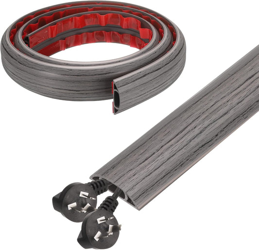 HARFINGTON 4ft Cord Cover Floor W0.6 x H0.33 Inner Channel PVC Hide Extension Cable Floor Wire Hider Wire Covers Protector for Prevent Cable Trips Cables Management, Dark Grey