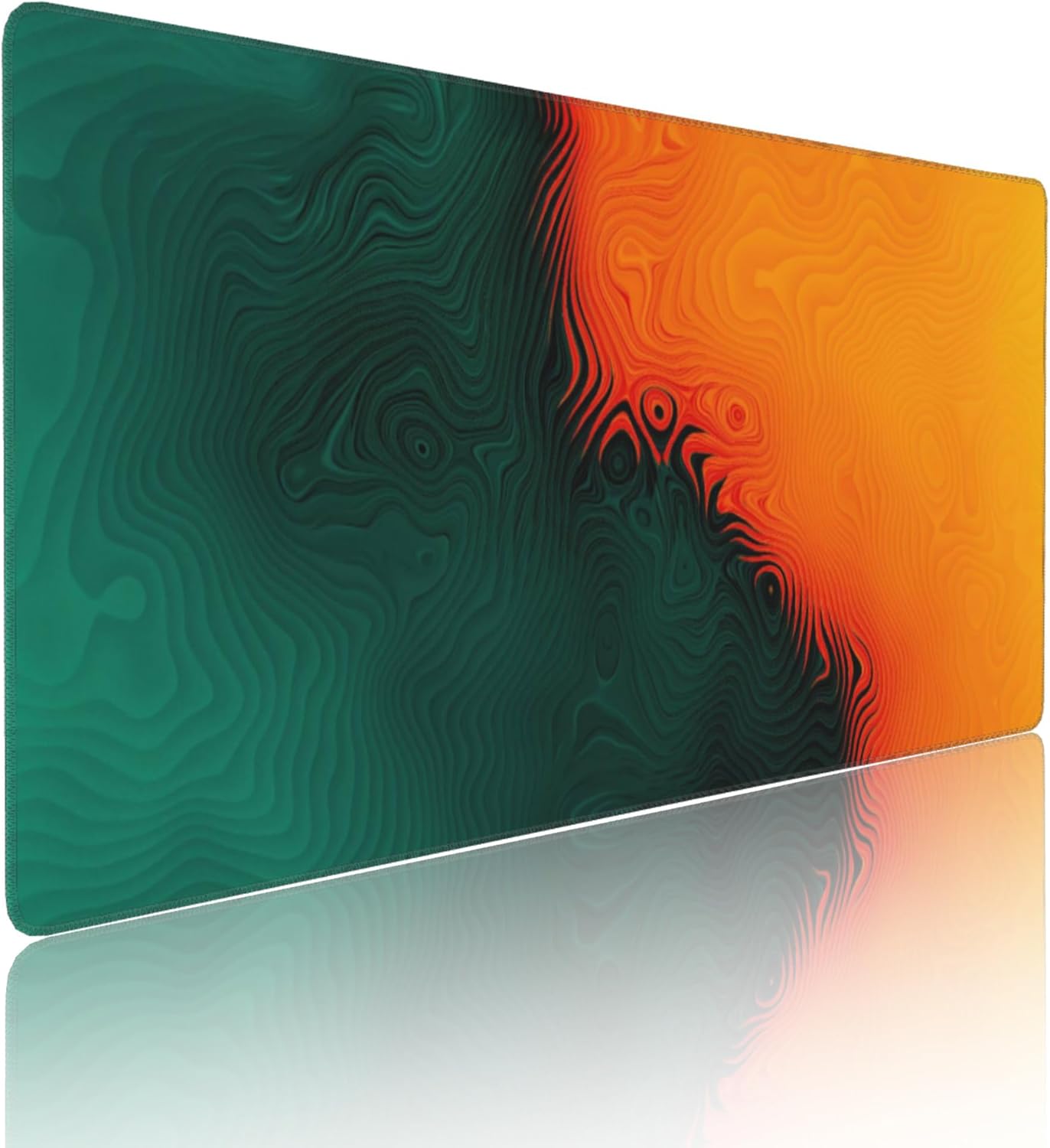 Colorful Topographic Large Mouse Pad, Vintage Aesthetic Gaming Desk Mat, XXL Keyboard Desk Pad Mat for Desktop, 35.4"x15.7" Non-Slip Base Big Mousepad with Stitched Edges