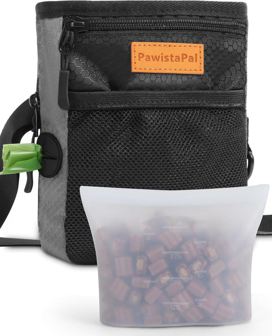 Dog Treat Pouch for Pet Training, 2-Cup Puppy Treat Holder with Silicone Liner, Magnetic Training Bag for Trainers