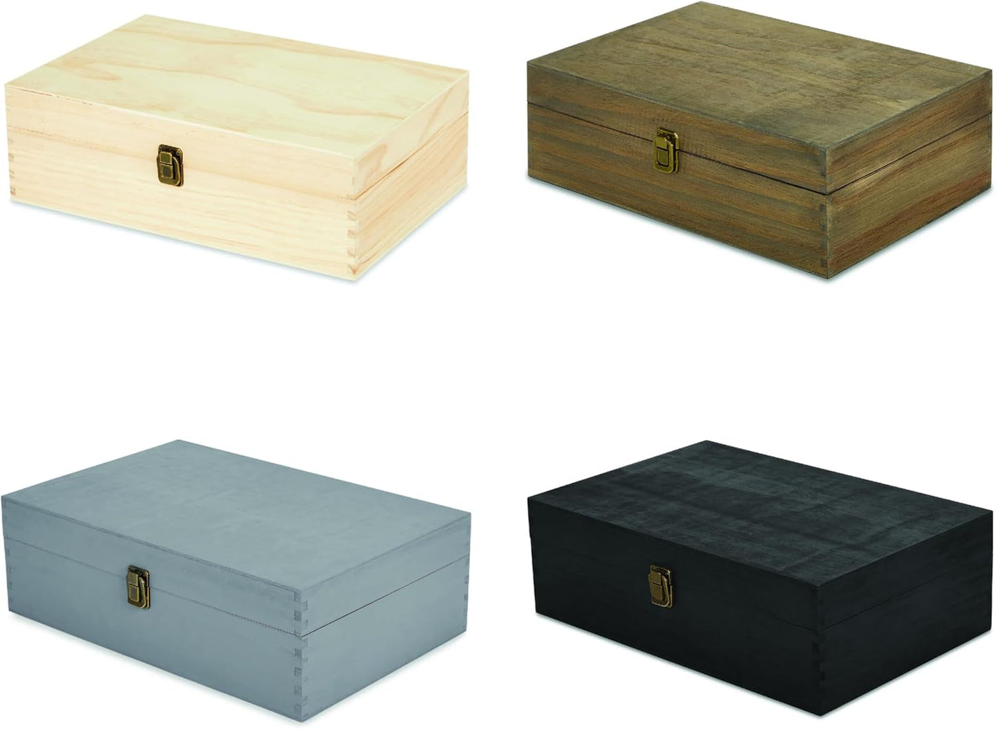 makerflo XL Grey Pine Wood Memory Box with Black Felt Inside, Hinged with Clasp, Keepsake Wooden Box Ideal for Craft and Personalization (Laser Engraving, Epoxy, UV DTF, and Vinyl) – Pack of 1
