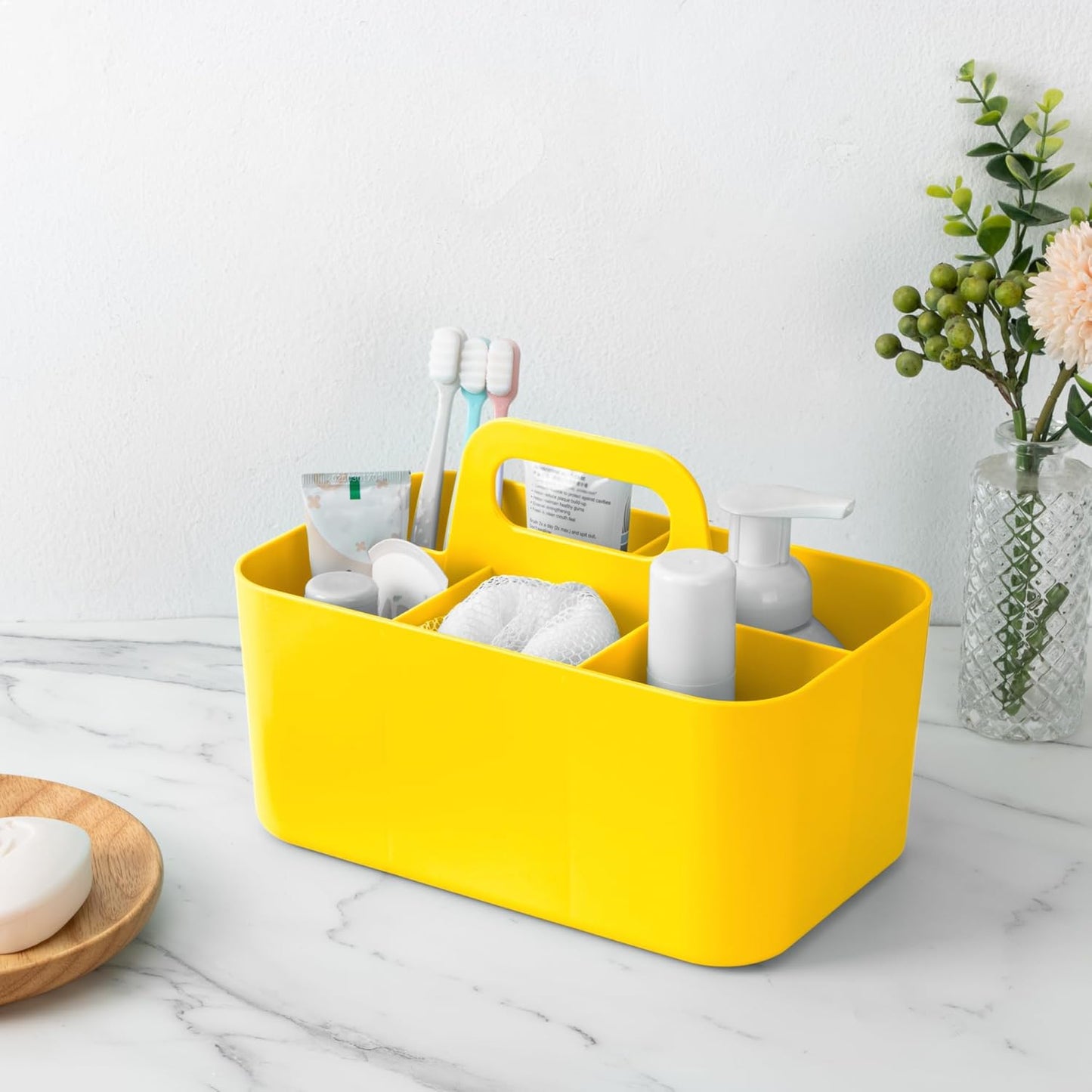 Tiawudi 2 Pack Caddy Organizer with Handle, Portable Plastic Caddy, Storage Organization for Cleaning, Bath, Makeup, Art, Craft, Stationery, Classroom and Office, Tote Organizer