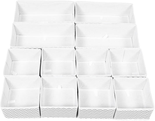 12pcs Socks Drawer Organizer: Underwear Storage Dividers - Closet Cabinet Dresser Storage Boxes For Stockings Leggings Bra Ties Closet Organization