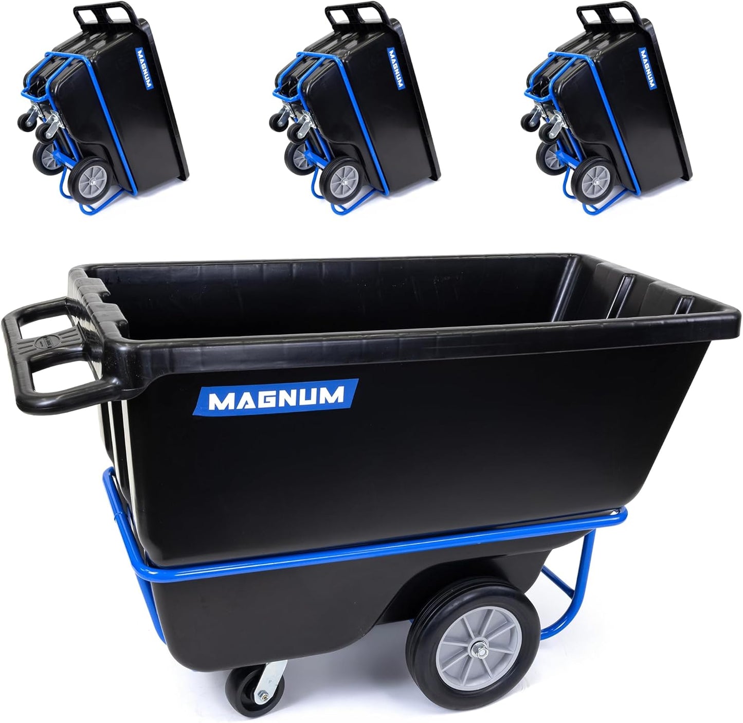 Tilt Truck, 1/2 Cu. Yd. Capacity Dump Cart with Heavy Duty 12” Wheels & 5” Casters & Forklift-able Frame for Jobsites, 850 lbs, Trash Cart with Wheels DUC12T-F-04PK (4-Pack)