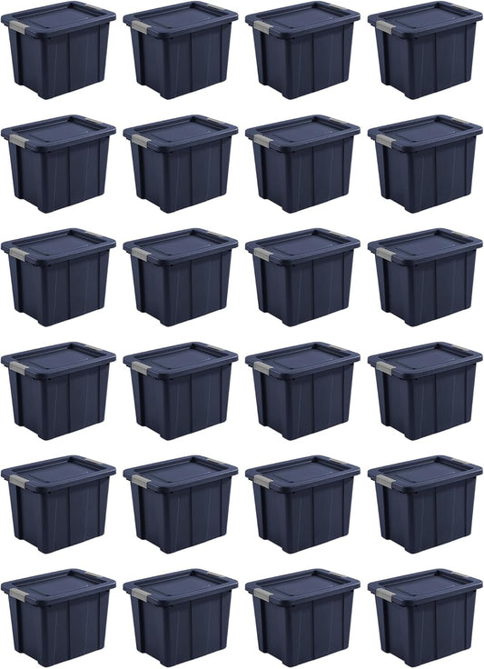 Sterilite 24-Pack Storage Bins with Lids, Heavy Duty Totes, Tuff1, 18 Gallon, Dark Indigo