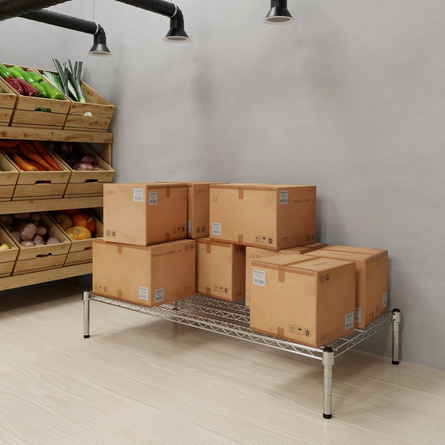 24" Deep x 48" Wide x 8" Height Wire Shelving Kit | 1-Tier | NSF Commercial Storage Rack Unit
