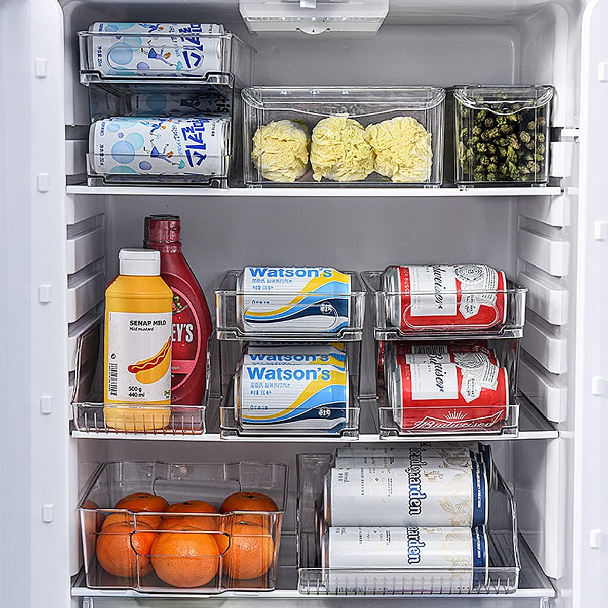 Xicennego Upgrade Double-Layer Rolling Beverage Soda Can Storage Organizer, Soda Can Dispenser for Refrigerator, Fridge Can Drink Holder, Plastic Storage Rack for Fefrigerators, Pantry (Standard)